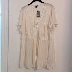 Brand New tags attached Torrid cream and white striped peasant too
